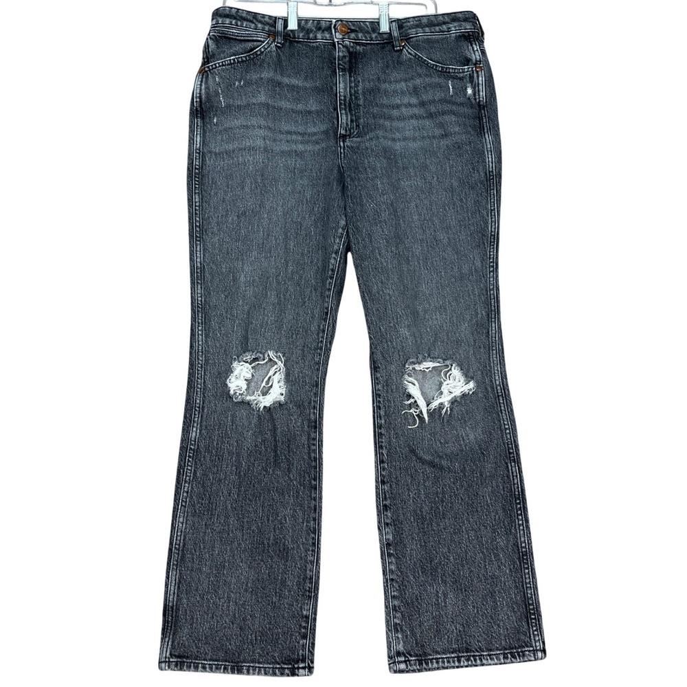 Wrangler‎ Wild West Jeans Mens 32x28 Black High Rise Straight Distressed Ripped